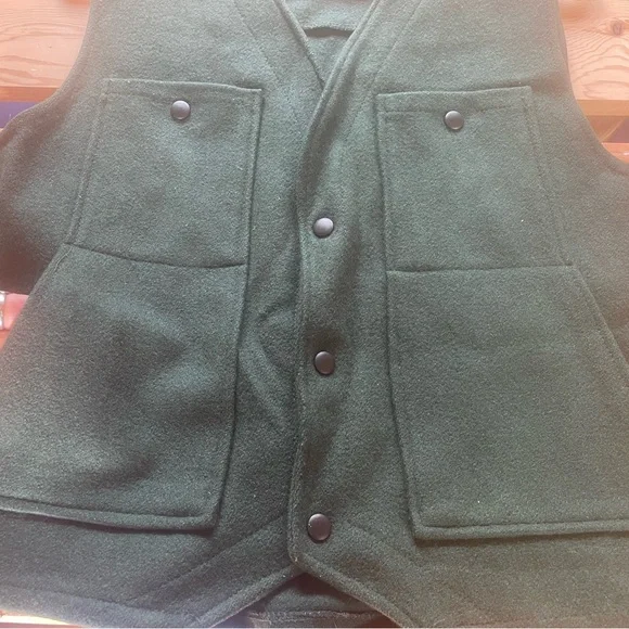 Vintage Orvis Forest Green Wool Vest Multiple Pockets Large - Picture 5 of 9